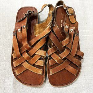 Vintage Florsheim Shoe Shop Leather Sandals Made In Spain Sz 10 W